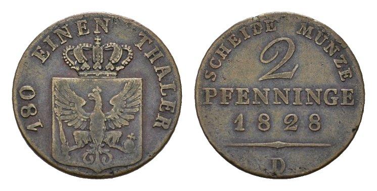 Foto Brandenburg-Preussen 2 Pfennig 1828, D Düsseldorf