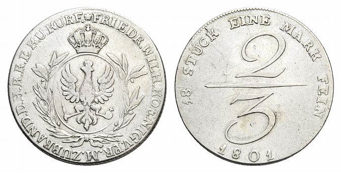Foto Brandenburg-Preussen 2/3 Taler 1801