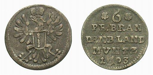 Foto Brandenburg-Preussen 6 Pfennig 1693