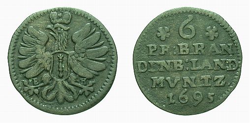 Foto Brandenburg-Preussen 6 Pfennig 1695