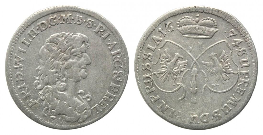 Foto Brandenburg-Preussen, Sechsgröscher 1674 Cv, Königsberg,