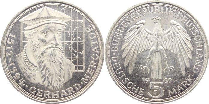 Foto Brd 5 Deutsche Mark 1969 F