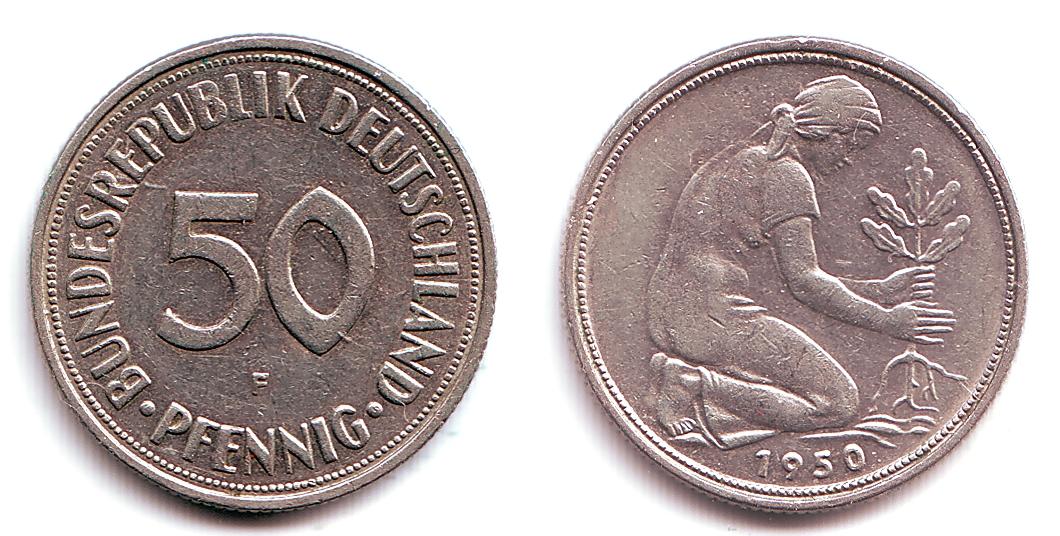 Foto Brd 50 Pfennig 1950 F