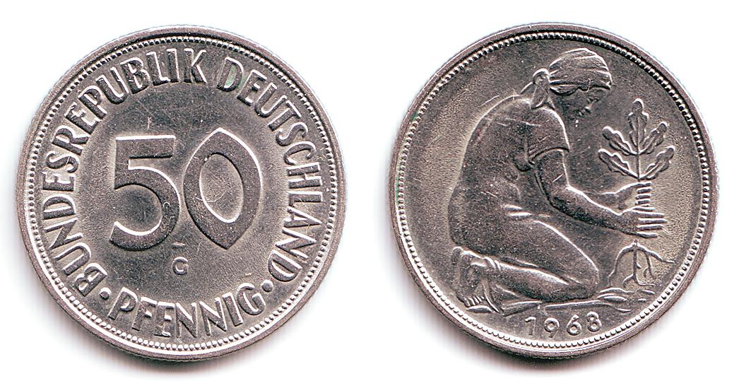 Foto Brd 50 Pfennig 1968 G