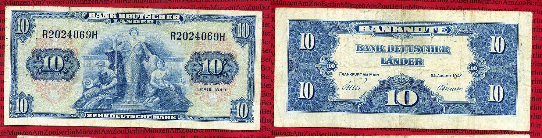 Foto Brd, Bank Deutscher Länder 10 Deutsche Mark Bank Deutscher Länder 1949
