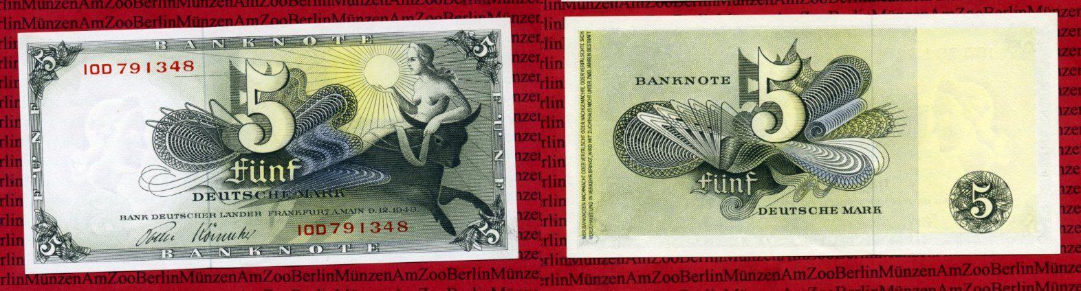 Foto Brd, Bank Deutscher Länder 5 Dm Deutsche Mark Europa Entführung 1948,