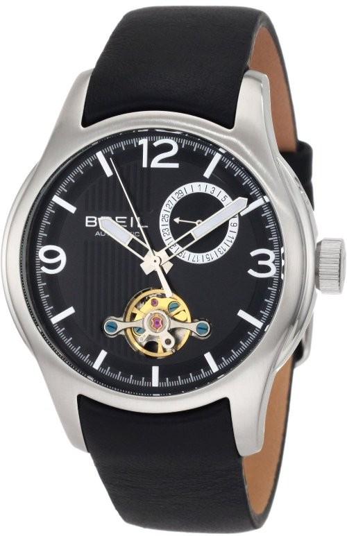 Foto Breil Milano Mens New Globe Automatic Analog Stainless Watch - Black Leather Strap - Black Dial - TW0776
