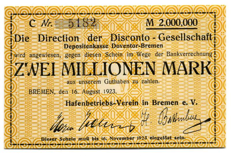 Foto Bremen 2 Millionen Mark 16 8 1923