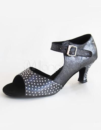 Foto Brillante gris Open Toe tobillo correa profesional personalizado zapatos