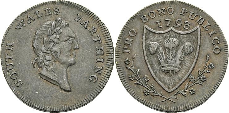 Foto Britische Trade Token Cu Farthing 1793