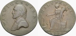 Foto Britische Trade Token Cu Halfpenny 1791