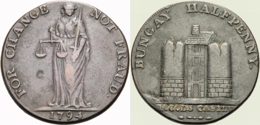 Foto Britische Trade Token Cu Halfpenny 1795