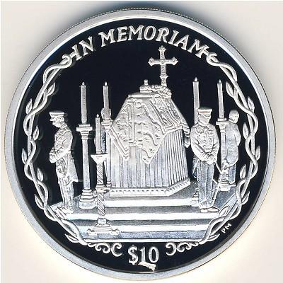Foto British Virgin Islands 10 Dollars Silver 2002 Proof In Memorial