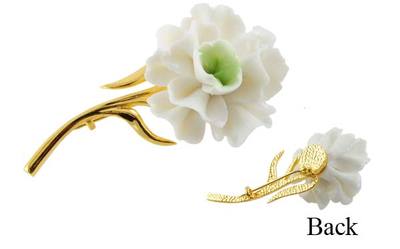 Foto Broche En Forma De Rosa En Oro Y Porcelana Capodimonte(obs.descripci�n Interior)