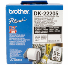 Foto Brother DK-22205 Continue Lengte Tape: 62 mm - Thermisch papier - wit 30.48m