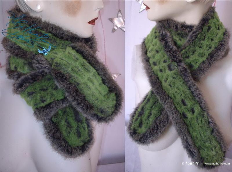 Foto bufanda-estola invierno cocodrilo verde-flash-gris