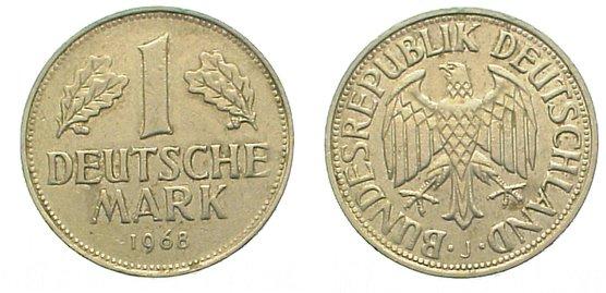 Foto Bundesrepublik Deutschland 1 Mark 1968 J