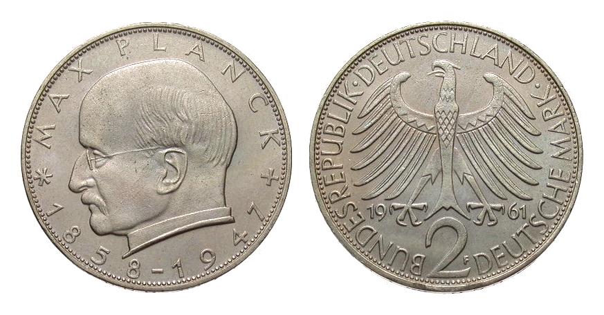 Foto Bundesrepublik Deutschland 2 Dm Planck 1961 F