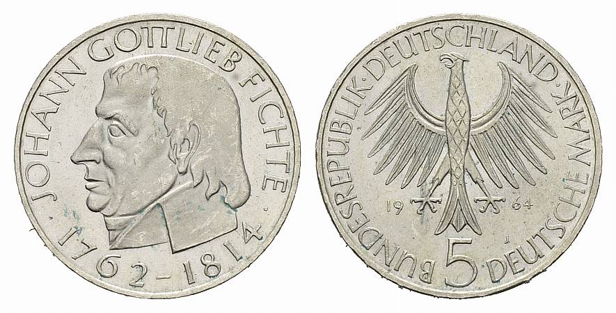Foto Bundesrepublik Deutschland 5 Mark 1964, Fichte