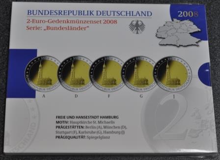 Foto Bundesrepublik Deutschland Brd 5 x 2 Euro (A-J) 2008