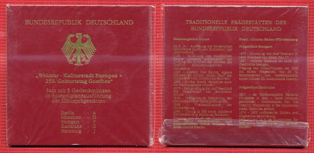 Foto Bundesrepublik Deutschland, Germany Frg Satz 5 x 10 Dm Silbermünzen 1