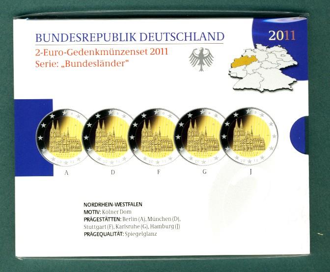 Foto Bundesrepublik Deutschland Offizieller Blister 2 Euro A-J 2011