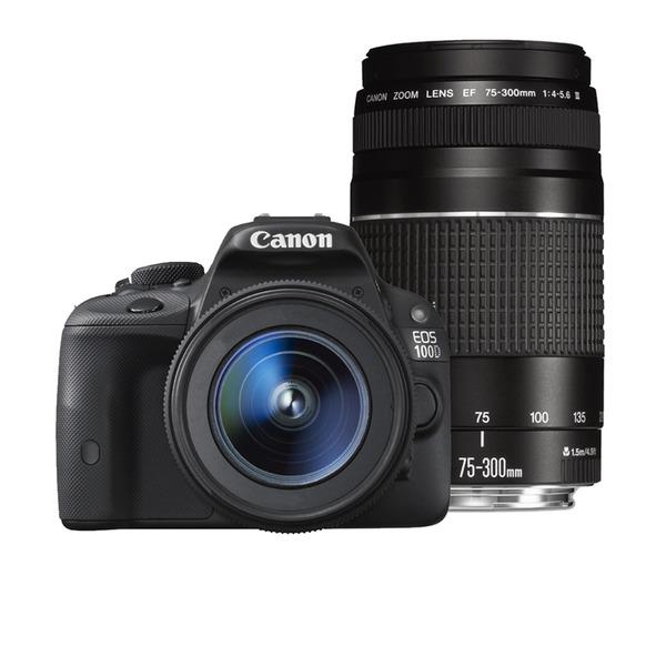 Foto Cámara réflex digital Canon EOS 100D con Objetivos 18-55mm DC y 75-300mm DC