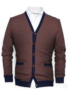 Foto Cárdigan Rayas Algodón castaña H.E. by MANGO