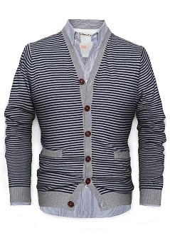 Foto Cárdigan Rayas Algodón navy H.E. by MANGO