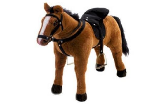Foto Caballito grande de peluche marrón.