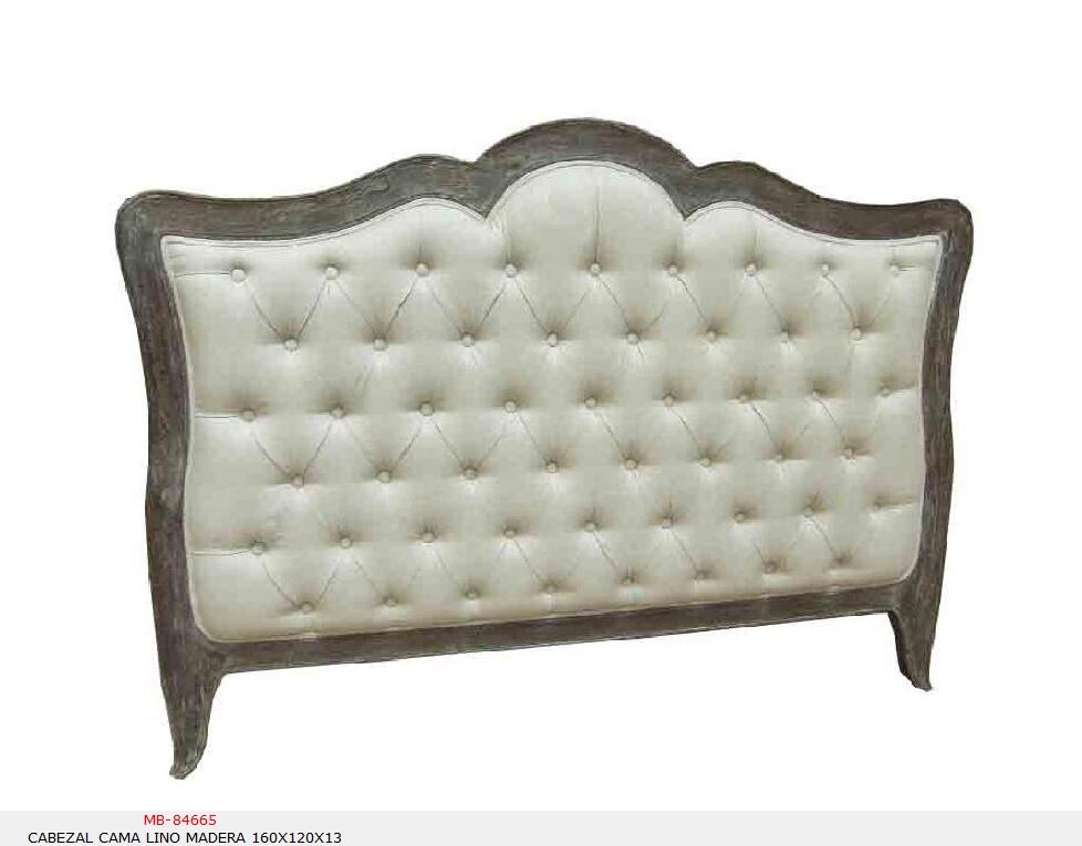 Foto Cabezal cama lino madera