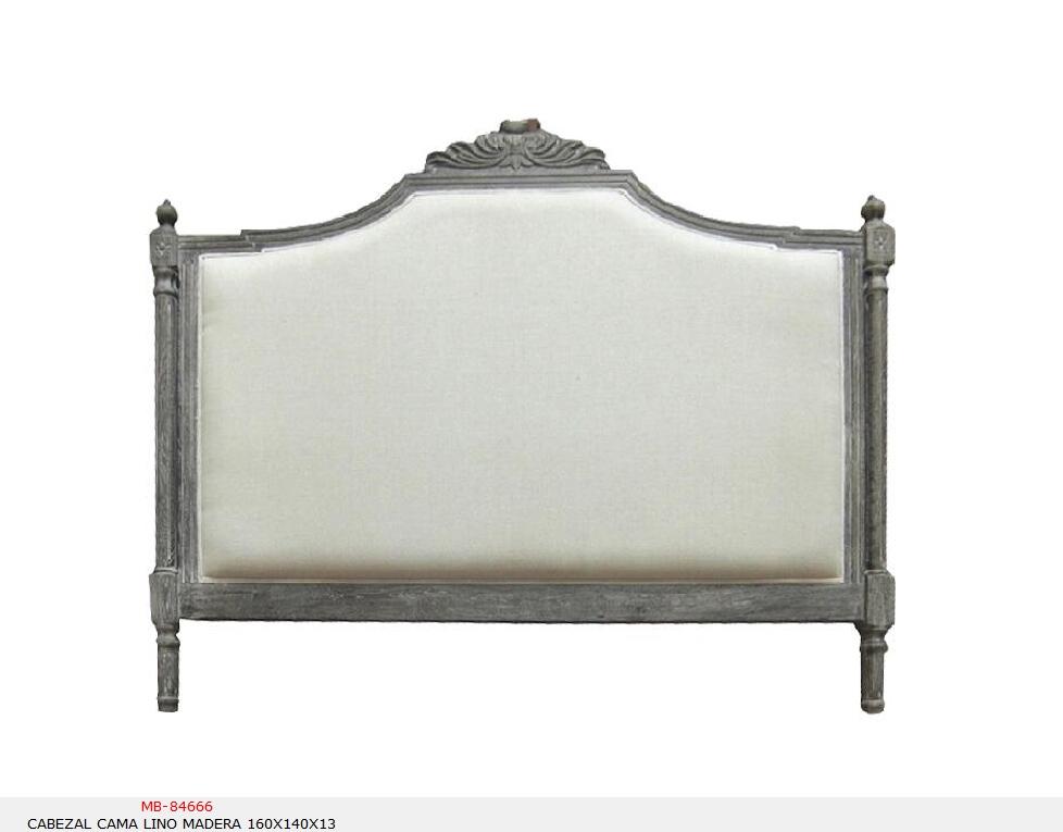 Foto Cabezal cama lino madera