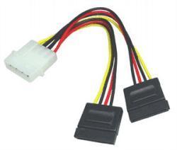 Foto Cable Adaptador Molex 4 Pines Macho A 2 x SATA 15 Pines