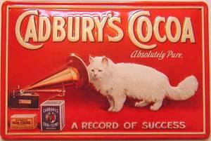 Foto Cadbury Cocoa Cat embossed metal sign