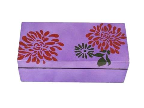 Foto Caja lacada morada flor rojo/negro 14,5x40cm.