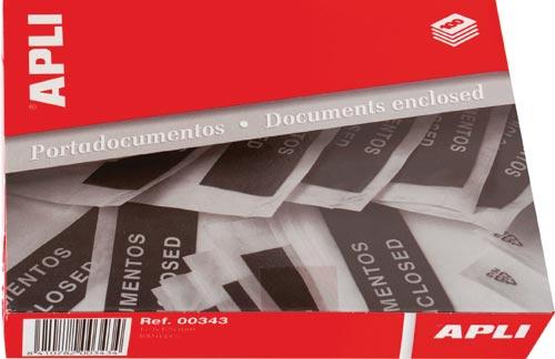 Foto Caja sobre portadocumentos apli autoadhesivo contiene documentos 240 x 140mm 100 unidades