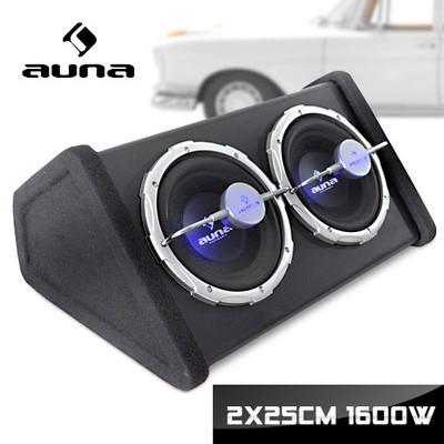 Foto Caja Subwoofer Auna 1600w Vatios Tuning Luz Led Azul 2x25cm Con Cajon Car Audio
