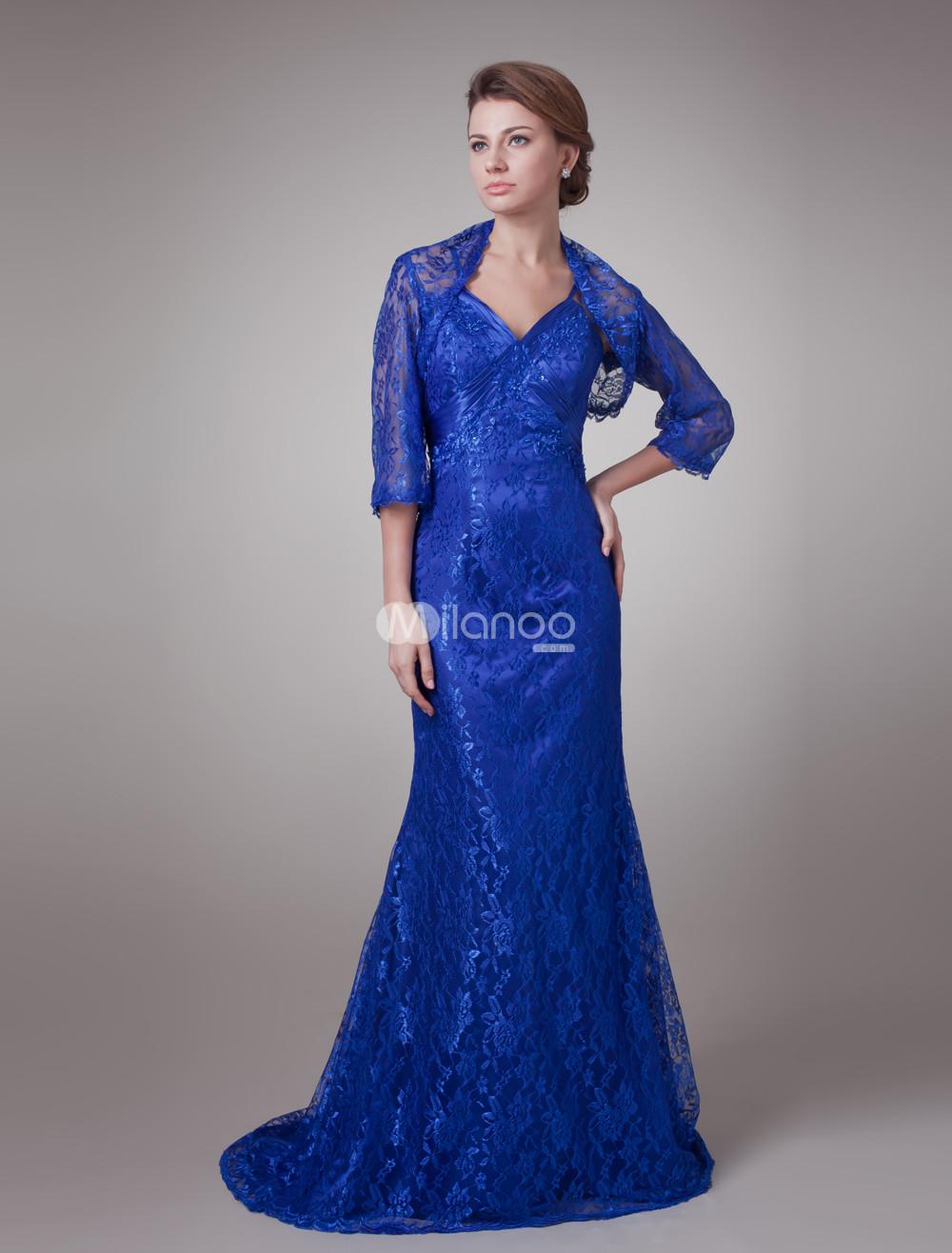 Foto Caliente novia de satén azul Royal una línea madre vestido de la novia