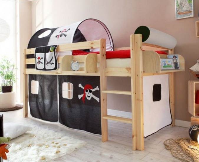 Foto Cama Semi Alta Neptuno Con Cortinas