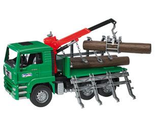 Foto Camión forestal de juguete man tg 410 a con 3 troncos