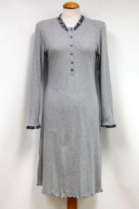 Foto Camisón gris algodón manga larga ALBA