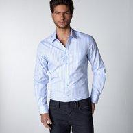 Foto Camisa a rayas corte regular (recto) cuello sin botones manga larga -