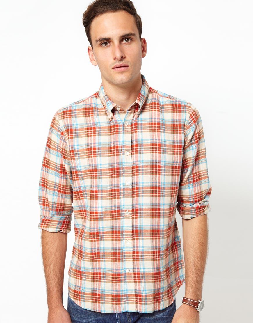 Foto Camisa de madras de cuadros de J Lindeberg Rojo