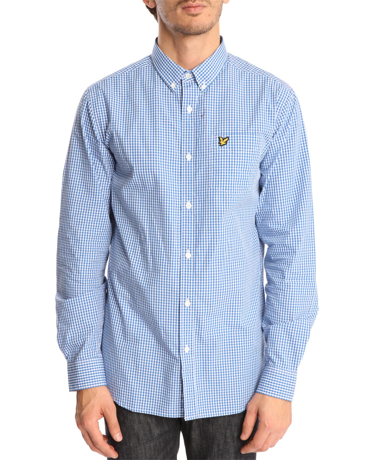 Foto Camisa de popelina en vichy azul