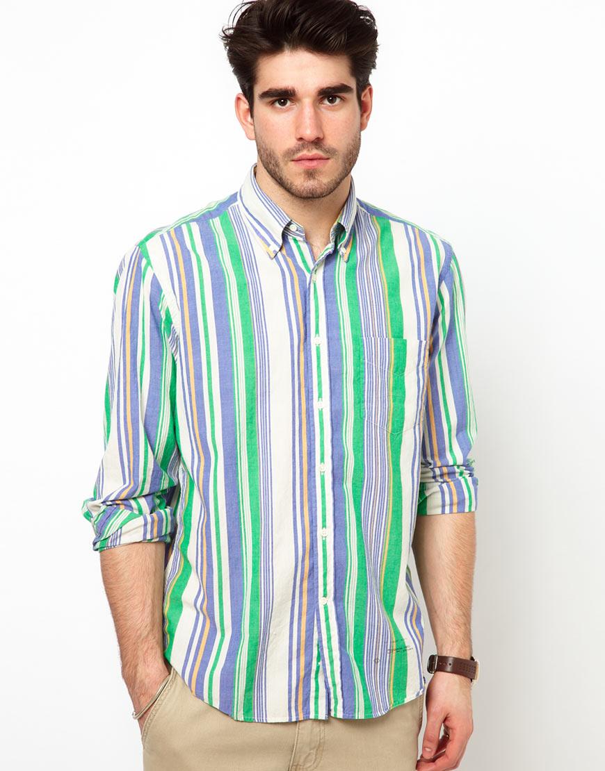 Foto Camisa de rayas multicolores de Gant Rugger Verde