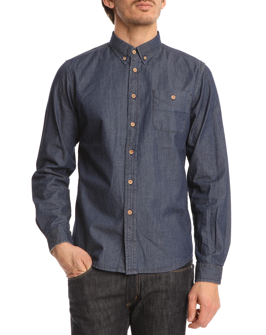 Foto Camisa en denim azul hawaiano