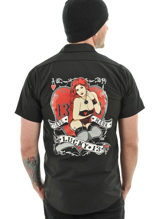 Foto Camisa Manga Corta Lucky 13 Scarlet Negro
