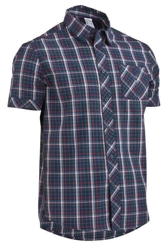 Foto camisa mangas cortas quechua arpenaz 100 de cuadros marino talla