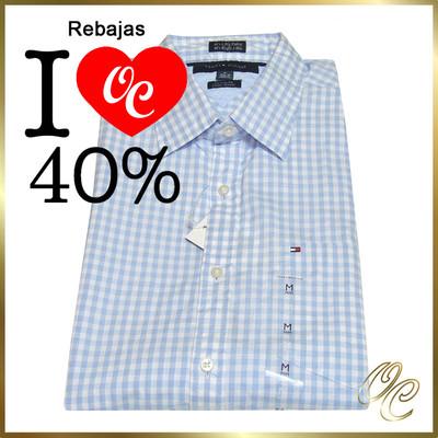 Foto Camisa M/l Tommy Hilfiger Hombre Cuadros Azul Claro Y Blanca Talla L