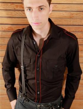 Foto Camisa negra de algodón de SANTI BURGAS modelo Z001